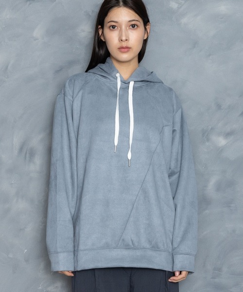 Starting Over(スターティングオーバー)の「faux suede switching design cutsew/スウェードタッチ 切り替えデザイン パーカー(パーカー・メンズ・オフホワイト/チャコールグレー/ブラック/グレイッシュベージュ/サックスブルー・M/L/XL)」の18枚目の写真