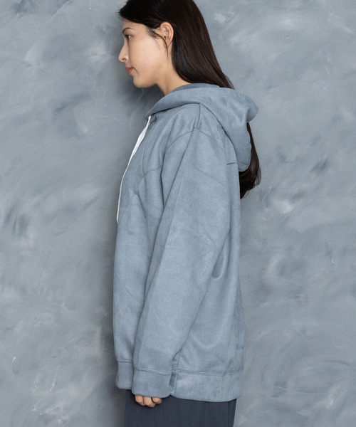 Starting Over(スターティングオーバー)の「faux suede switching design cutsew/スウェードタッチ 切り替えデザイン パーカー(パーカー・メンズ・オフホワイト/チャコールグレー/ブラック/グレイッシュベージュ/サックスブルー・M/L/XL)」の16枚目の写真