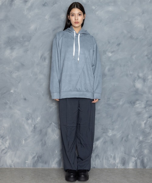 Starting Over(スターティングオーバー)の「faux suede switching design cutsew/スウェードタッチ 切り替えデザイン パーカー(パーカー・メンズ・オフホワイト/チャコールグレー/ブラック/グレイッシュベージュ/サックスブルー・M/L/XL)」の15枚目の写真