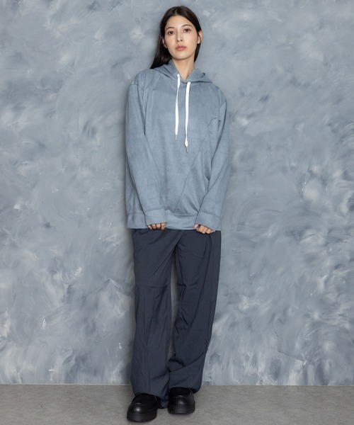 Starting Over(スターティングオーバー)の「faux suede switching design cutsew/スウェードタッチ 切り替えデザイン パーカー(パーカー・メンズ・オフホワイト/チャコールグレー/ブラック/グレイッシュベージュ/サックスブルー・M/L/XL)」の14枚目の写真