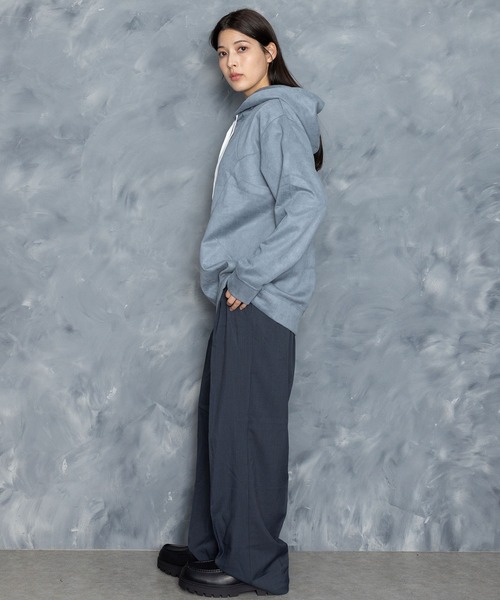Starting Over(スターティングオーバー)の「faux suede switching design cutsew/スウェードタッチ 切り替えデザイン パーカー(パーカー・メンズ・オフホワイト/チャコールグレー/ブラック/グレイッシュベージュ/サックスブルー・M/L/XL)」の12枚目の写真