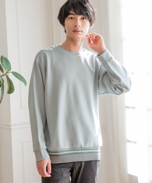 GLOBAL WORK（グローバルワーク）の「ライトクッションニット切り替え/149932（スウェット・メンズ・チャコールグレー/ライトブルー/グレー系その他/ネイビー/その他2/グリーン系その他3・X-LARGE/SMALL/MEDIUM/LARGE）」の4枚目の写真
