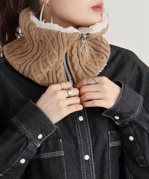 766 ひねりスヌード ネックウォーマー fun ファン ネイビー レア生地 0