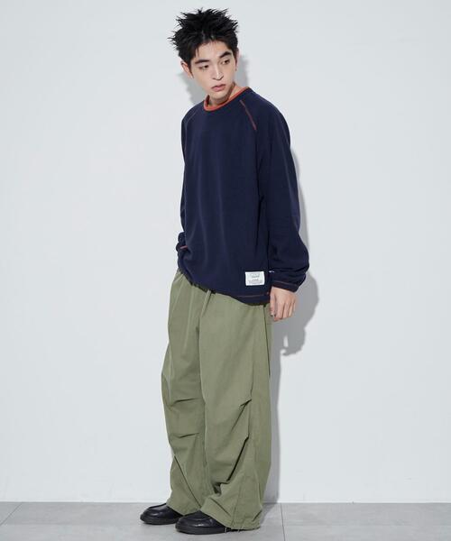 DISCUS(ディスカス)の「WEGO/DISCUSフリースラグランプルオーバー(スウェット・メンズ・アイボリー/ネイビー・MEDIUM/LARGE)」の12枚目の写真