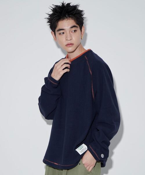 DISCUS(ディスカス)の「WEGO/DISCUSフリースラグランプルオーバー(スウェット・メンズ・アイボリー/ネイビー・MEDIUM/LARGE)」の18枚目の写真
