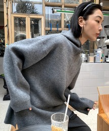 ハーフジップ ニットフーディ LON24a110-ファッション通販サイト
