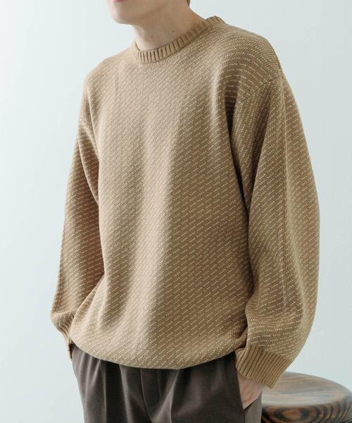 ITEMS URBANRESEARCH(アイテムズ アーバンリサーチ)の「マシンウォッシャブル バーズアイ クルーニット(ニット/セーター・メンズ・ベージュ/ネイビー/ブラック・MEDIUM/LARGE)」の6枚目の写真