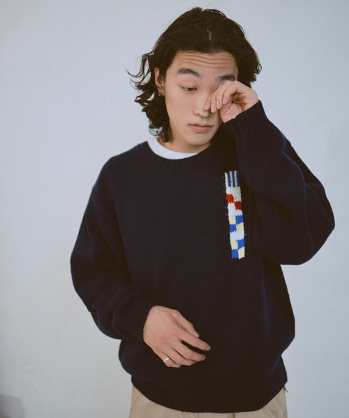 common gull products.（コモンガルプロダクツ）の「飼い慣らせない季節へのニット（ニット/セーター・レディース・チャコールグレー/グレー系/ブラウン系/ブルー系/ネイビー/イエロー系・SMALL/LARGE/MEDIUM）」の4枚目の写真