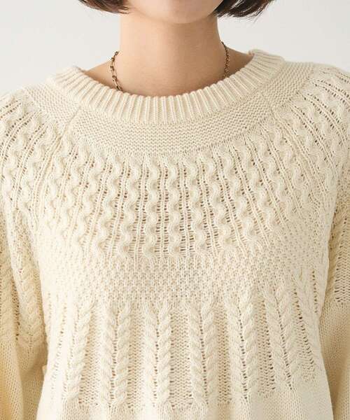 CRAFT STANDARD BOUTIQUE（クラフトスタンダードブティック）の「求心柄ケーブルニットプルオーバー（ニット/セーター・レディース・ブラック/アイボリー/レッド/グリーン・FREE）」の10枚目の写真