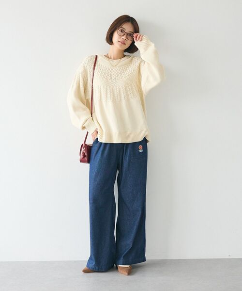 CRAFT STANDARD BOUTIQUE（クラフトスタンダードブティック）の「求心柄ケーブルニットプルオーバー（ニット/セーター・レディース・ブラック/アイボリー/レッド/グリーン・FREE）」の12枚目の写真