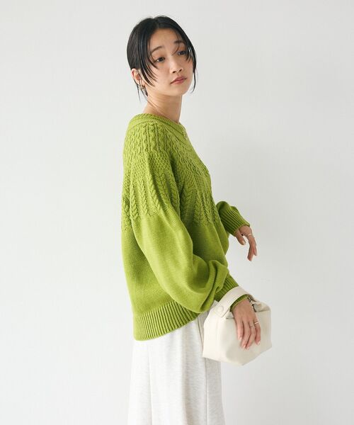 CRAFT STANDARD BOUTIQUE（クラフトスタンダードブティック）の「求心柄ケーブルニットプルオーバー（ニット/セーター・レディース・ブラック/アイボリー/レッド/グリーン・FREE）」の16枚目の写真