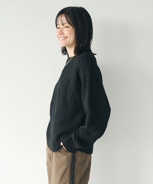 CRAFT STANDARD BOUTIQUE（クラフトスタンダードブティック）の「求心柄ケーブルニットプルオーバー（ニット/セーター・レディース・ブラック/アイボリー/レッド/グリーン・FREE）」の22枚目の写真