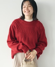 求心柄ケーブルニットプルオーバー