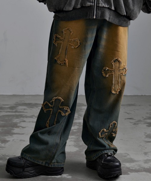 『SILVER BULLET SELECT AP/シルバーバレットセレクト』デニムオーバーダイバギーパンツクロス（デニムパンツ）｜SILVER BULLET（シルバーバレット）