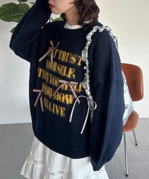 kutir（クティール）の「アソートロゴチェックリボンニット（ニット/セーター）」