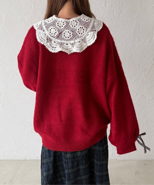 アソートロゴチェックリボンニット（ニット/セーター）｜kutir