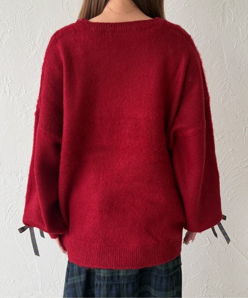 アソートロゴチェックリボンニット（ニット/セーター）｜kutir