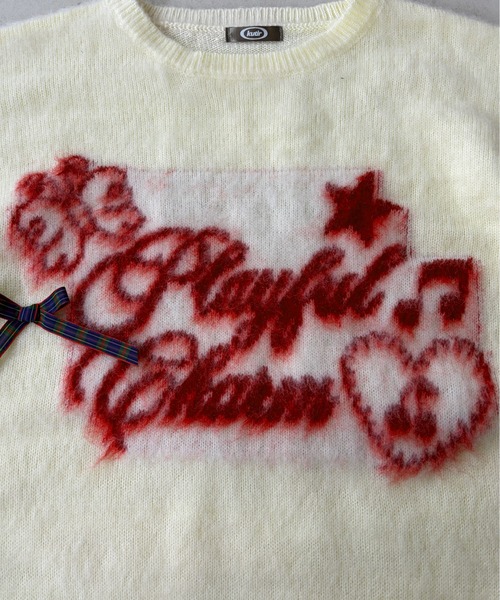 アソートロゴチェックリボンニット（ニット/セーター）｜kutir