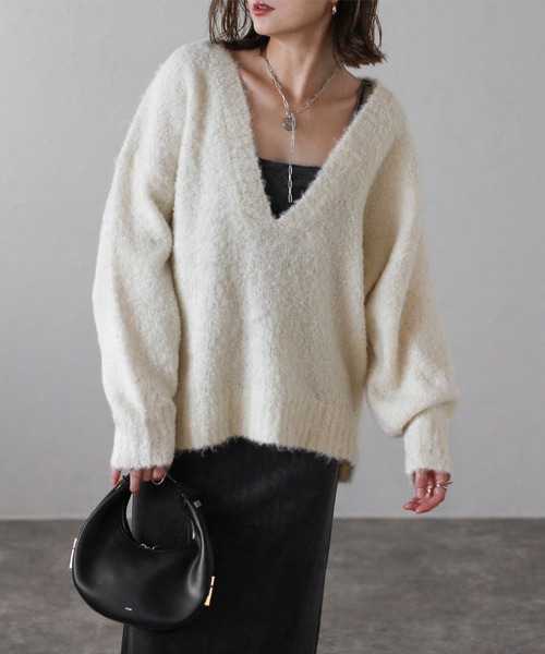 【新品】(デプV)BONJOUR SAGAN ディープVネックニット Bonjour Sagan（ボンジュールサガン） ニット セーター ディープV