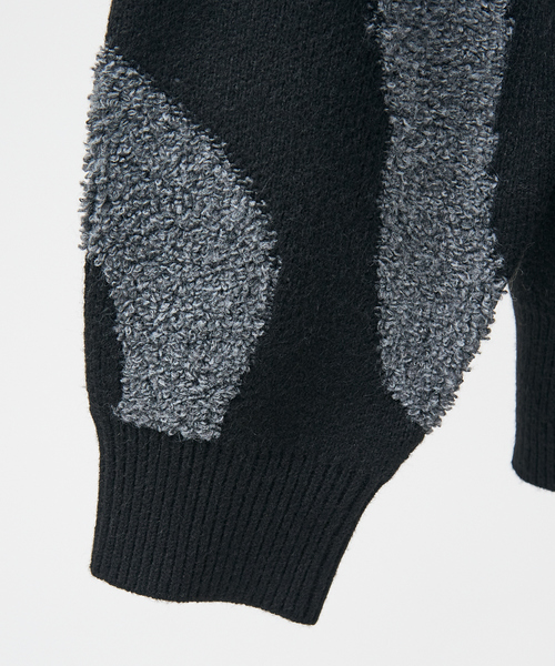 AH ABAHOUSE（エーエイチアバハウス）の「【AH ABAHOUSE】ゼブラジャガード ニット / セーター（ニット/セーター・メンズ・ブラック/ネイビー/グレー・46/48）」の7枚目の写真