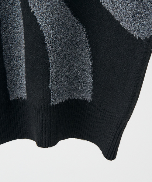 AH ABAHOUSE（エーエイチアバハウス）の「【AH ABAHOUSE】ゼブラジャガード ニット / セーター（ニット/セーター・メンズ・ブラック/ネイビー/グレー・46/48）」の10枚目の写真