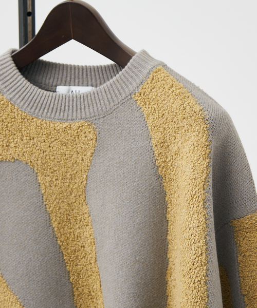 AH ABAHOUSE（エーエイチアバハウス）の「【AH ABAHOUSE】ゼブラジャガード ニット / セーター（ニット/セーター・メンズ・ブラック/ネイビー/グレー・46/48）」の12枚目の写真