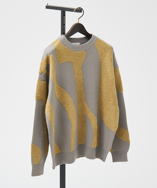 AH ABAHOUSE（エーエイチアバハウス）の「【AH ABAHOUSE】ゼブラジャガード ニット / セーター（ニット/セーター・メンズ・ブラック/ネイビー/グレー・46/48）」の13枚目の写真