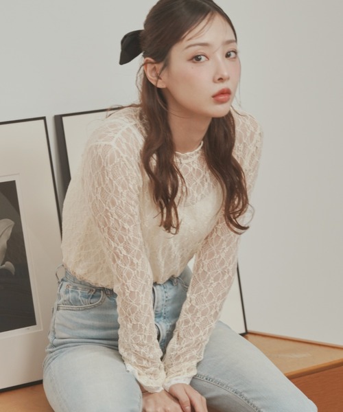 Lallana(ララーナ)の「配色レーストップス(Tシャツ/カットソー・レディース・アイボリー/ブラック・FREE)」の7枚目の写真