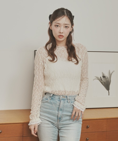 Lallana(ララーナ)の「配色レーストップス(Tシャツ/カットソー・レディース・アイボリー/ブラック・FREE)」の15枚目の写真