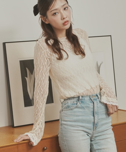 Lallana(ララーナ)の「配色レーストップス(Tシャツ/カットソー・レディース・アイボリー/ブラック・FREE)」の17枚目の写真