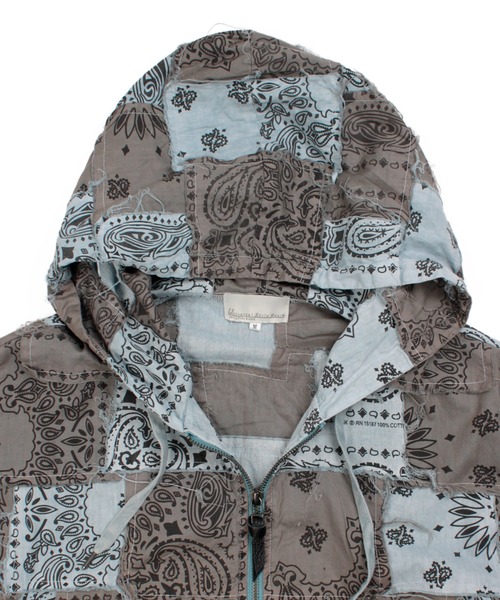 Universal Style Wear（ユニバーサルスタイルウェア）の「Universal Style Wear HAV-A-HANK ハバハンク パッチワーク フーディー（パーカー・メンズ・スミクロ/ホワイト/スモークピンク/グレイッシュブルー/グレー・X-LARGE/LARGE/MEDIUM）」の14枚目の写真