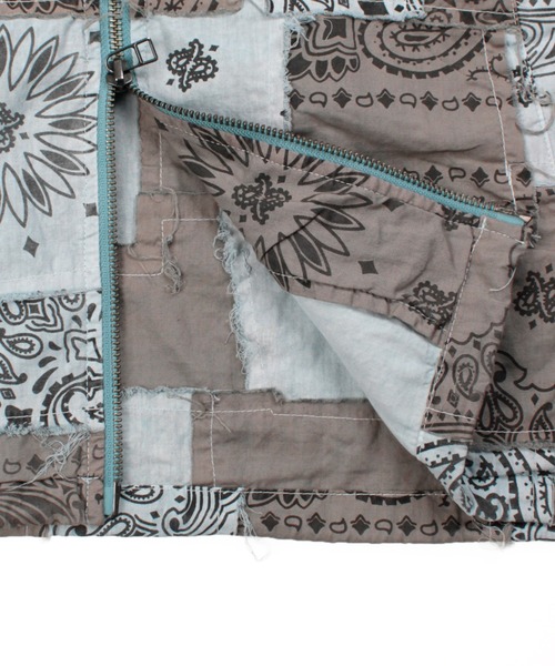 Universal Style Wear（ユニバーサルスタイルウェア）の「Universal Style Wear HAV-A-HANK ハバハンク パッチワーク フーディー（パーカー・メンズ・スミクロ/ホワイト/スモークピンク/グレイッシュブルー/グレー・X-LARGE/LARGE/MEDIUM）」の15枚目の写真