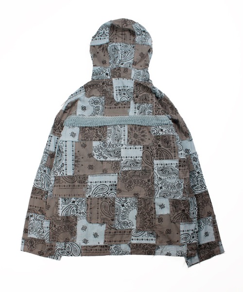 Universal Style Wear（ユニバーサルスタイルウェア）の「Universal Style Wear HAV-A-HANK ハバハンク パッチワーク フーディー（パーカー・メンズ・スミクロ/ホワイト/スモークピンク/グレイッシュブルー/グレー・X-LARGE/LARGE/MEDIUM）」の13枚目の写真