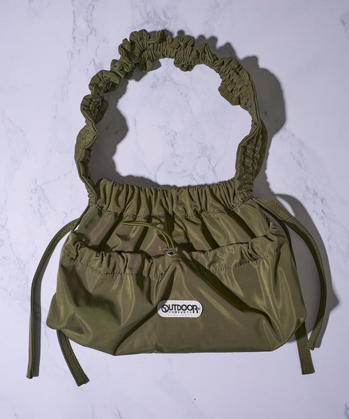 OUTDOOR PRODUCTS（アウトドアプロダクツ）の「【OUTDOOR PRODUCTS / アウトドアプロダクツ】Gather Drost Handbag / ギャザードローストリングハンドバッグ（ハンドバッグ・レディース・カーキ/ブラック/パープル・FREE）」の5枚目の写真