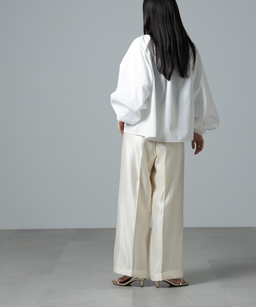 NANO universe（ナノユニバース）の「シャイニーサテンイージーパンツ（その他パンツ・レディース・ブラック/ブルーグレー/アイボリー・FREE）」の11枚目の写真