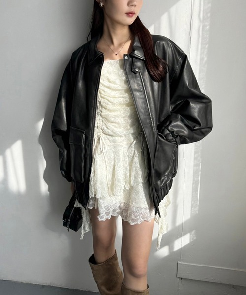 one after another NICE CLAUP（ワンアフターアナザーナイスクラップ）の「イレヘムドロストキャミチュニック（チュニック・レディース・ブラック/アイボリー/ミント・FREE）」の8枚目の写真