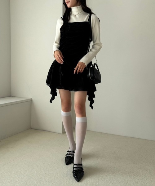 one after another NICE CLAUP（ワンアフターアナザーナイスクラップ）の「イレヘムドロストキャミチュニック（チュニック・レディース・ブラック/アイボリー/ミント・FREE）」の21枚目の写真