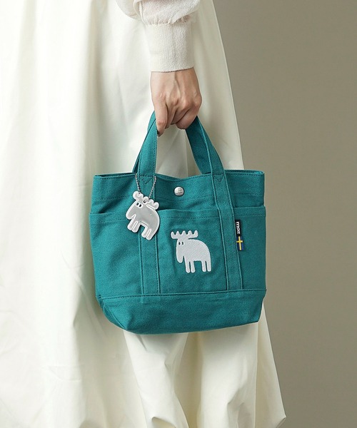 moz(モズ)の「moz(モズ) リフレクター付き キャンバスランチトートバッグ ZZHC-04R(エコバッグ/サブバッグ・レディース・ライトブルー/グレー/ピンク/ホワイト/ブラック×ホワイト/モスグリーン/イエロー/ストライプ/ブルーグリーン/ホワイト×パープル・ONE SIZE)」の7枚目の写真