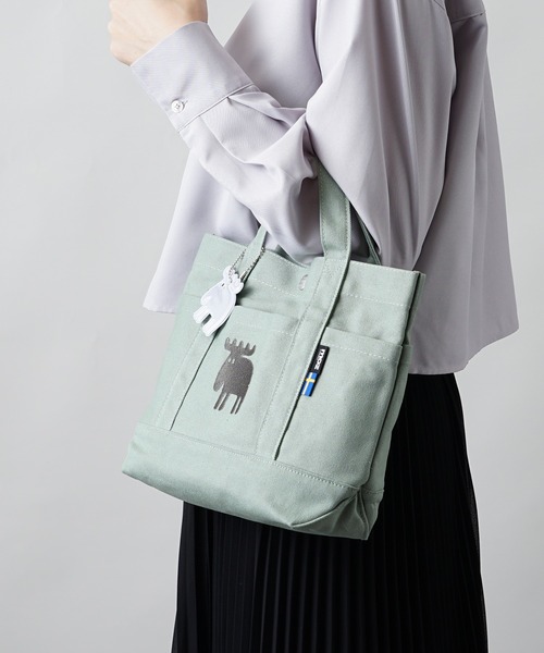 moz(モズ)の「moz(モズ) リフレクター付き キャンバスランチトートバッグ ZZHC-04R(エコバッグ/サブバッグ・レディース・ライトブルー/グレー/ピンク/ホワイト/ブラック×ホワイト/モスグリーン/イエロー/ストライプ/ブルーグリーン/ホワイト×パープル・ONE SIZE)」の13枚目の写真