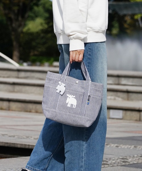 moz(モズ)の「moz(モズ) リフレクター付き キャンバスランチトートバッグ ZZHC-04R(エコバッグ/サブバッグ・レディース・ライトブルー/グレー/ピンク/ホワイト/ブラック×ホワイト/モスグリーン/イエロー/ストライプ/ブルーグリーン/ホワイト×パープル・ONE SIZE)」の11枚目の写真