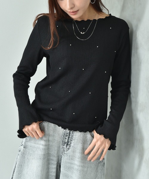 actuel（アクチュエル）の「【ａｃｔｕｅｌ】フクレジャガードビジュデザインプルオーバー（Tシャツ/カットソー・レディース・ブラック/アイボリー・FREE）」の2枚目の写真