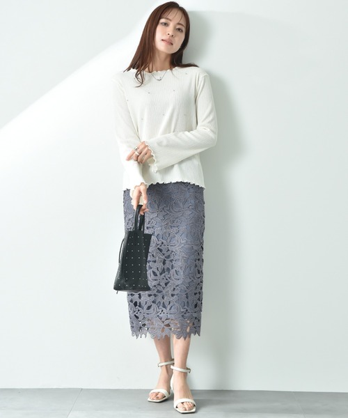 actuel（アクチュエル）の「【ａｃｔｕｅｌ】フクレジャガードビジュデザインプルオーバー（Tシャツ/カットソー・レディース・ブラック/アイボリー・FREE）」の5枚目の写真