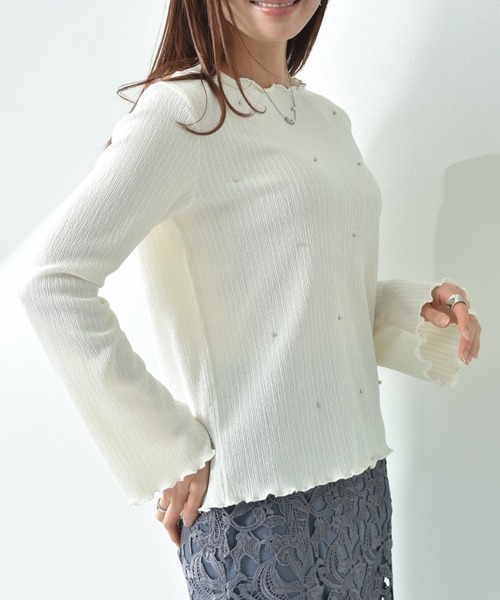 actuel（アクチュエル）の「【ａｃｔｕｅｌ】フクレジャガードビジュデザインプルオーバー（Tシャツ/カットソー・レディース・ブラック/アイボリー・FREE）」の7枚目の写真