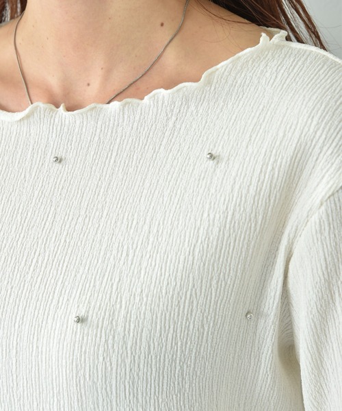 actuel（アクチュエル）の「【ａｃｔｕｅｌ】フクレジャガードビジュデザインプルオーバー（Tシャツ/カットソー・レディース・ブラック/アイボリー・FREE）」の10枚目の写真