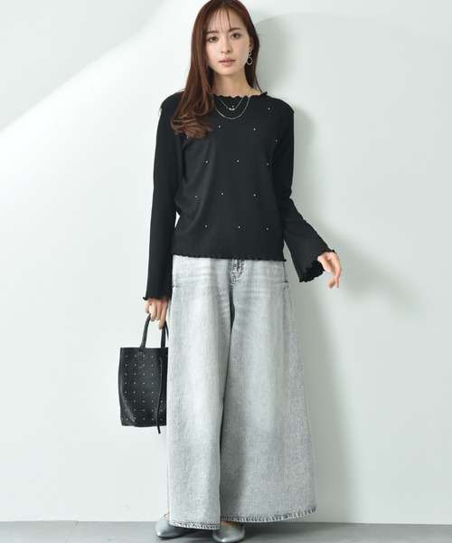 actuel（アクチュエル）の「【ａｃｔｕｅｌ】フクレジャガードビジュデザインプルオーバー（Tシャツ/カットソー・レディース・ブラック/アイボリー・FREE）」の14枚目の写真