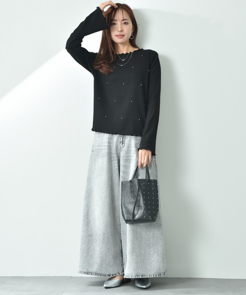 actuel（アクチュエル）の「【ａｃｔｕｅｌ】フクレジャガードビジュデザインプルオーバー（Tシャツ/カットソー・レディース・ブラック/アイボリー・FREE）」の15枚目の写真