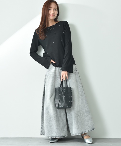 actuel（アクチュエル）の「【ａｃｔｕｅｌ】フクレジャガードビジュデザインプルオーバー（Tシャツ/カットソー・レディース・ブラック/アイボリー・FREE）」の16枚目の写真