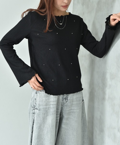 actuel（アクチュエル）の「【ａｃｔｕｅｌ】フクレジャガードビジュデザインプルオーバー（Tシャツ/カットソー・レディース・ブラック/アイボリー・FREE）」の18枚目の写真