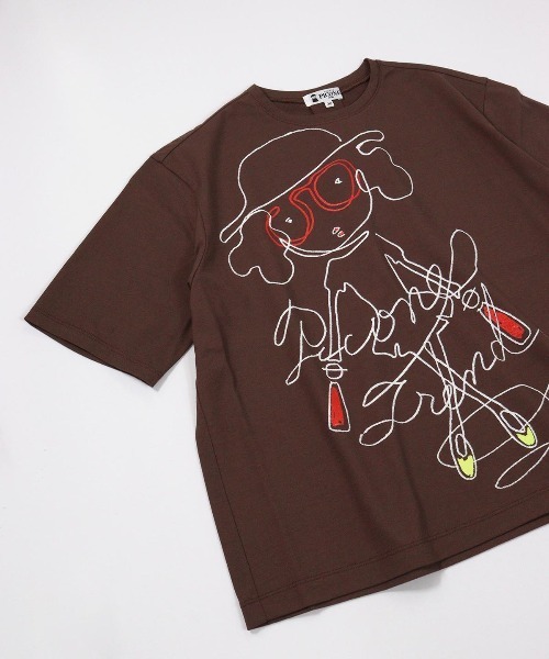 STUDIO PICONE(スタジオピッコーネ)の「線画イラスト冷感Tシャツ(Tシャツ/カットソー・レディース・ブラック/ブラウン/ホワイト/ライトグレー・LL/M/L)」の1枚目の写真