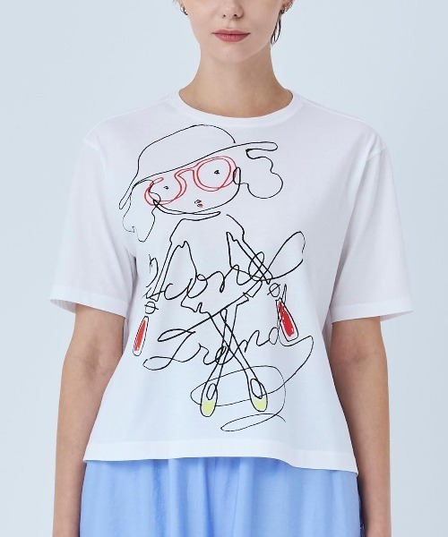 STUDIO PICONE(スタジオピッコーネ)の「線画イラスト冷感Tシャツ(Tシャツ/カットソー・レディース・ブラック/ブラウン/ホワイト/ライトグレー・LL/M/L)」の14枚目の写真